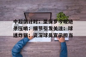 开云体育-包含中超倒计时；圣保罗今晚绝杀压哨；细节引发关注；球迷炸锅；资深球员宣示担当的词条